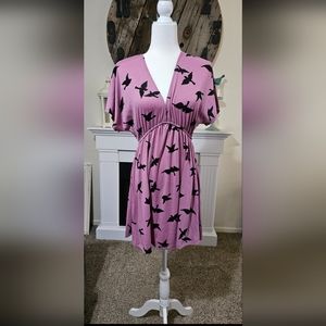 Pretty pink dress/tunic with black bird print